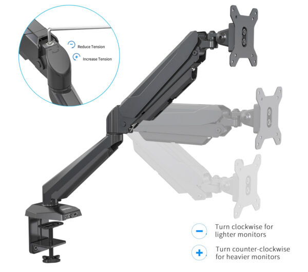 Vision Mounts VM-GM212U-D15 Stand Bracket Monitor Mount Arm with Laptop Tray Holder VESA Adapter