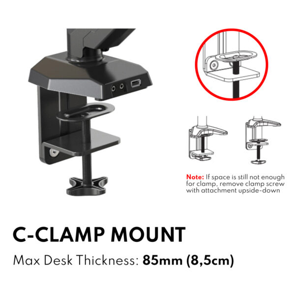 Vision Mounts VM-GM212U-D15 Stand Bracket Monitor Mount Arm with Laptop Tray Holder VESA Adapter