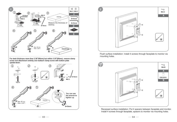 Vision Mounts VM-GM212U-D15 Stand Bracket Monitor Mount Arm with Laptop Tray Holder VESA Adapter