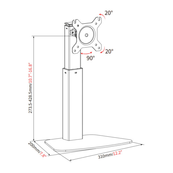 Vision Mounts Gas Lift Freestanding Monitor Stand Arm Desk Single HD LED Mount Bracket Holder